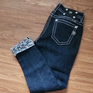 Women's Miss Me Dark Blue Jeweled Jeans